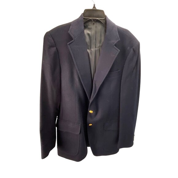 Stanley Blacker Blazer For Filenes Wool Blazer Size 42R Navy Mens Gold Buttons B - Picture 2 of 7